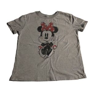 Minnie Mouse Disney‎ Womens Size Small Short Sleeve Graphic Tee T-Shirt Gray
